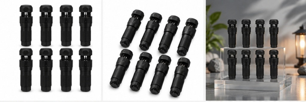 Outdoor Lighting Pathway - 8個入り、防水仕様の屋外用低電圧ワイヤーコネクター。12～20ゲージの電線に対応し、絶縁体を貫通して接続可能。庭の照明や通路の照明に最適。
