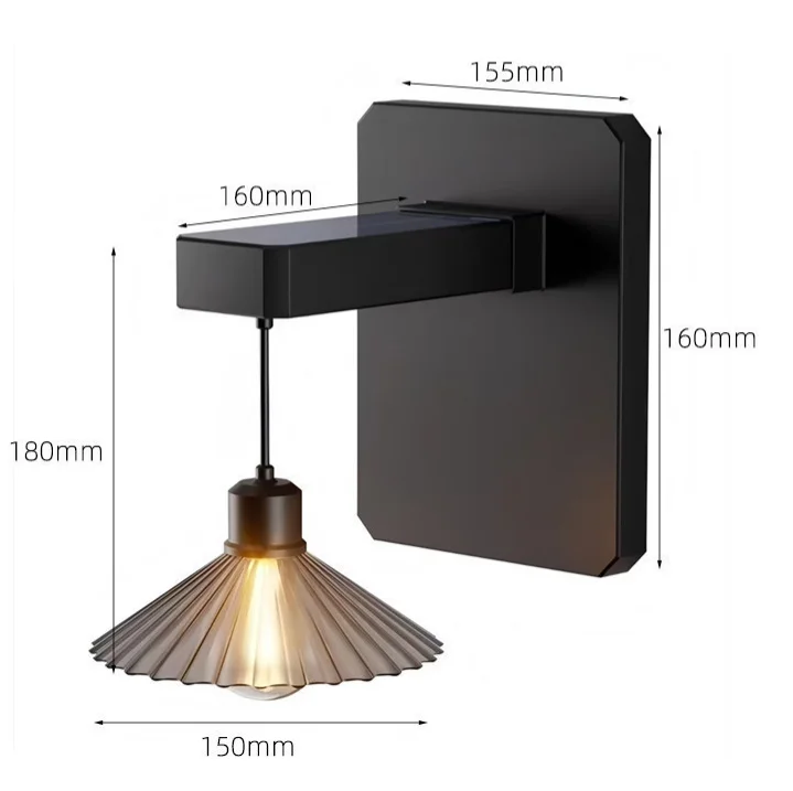 Outdoor Lighting Waterproof - ソーラー式屋外壁掛けランプ、レトロなデザイン、影を落とすライト、庭やバルコニーの装飾に、防水仕様、フェンスに取り付け可能、雰囲気のある照明。