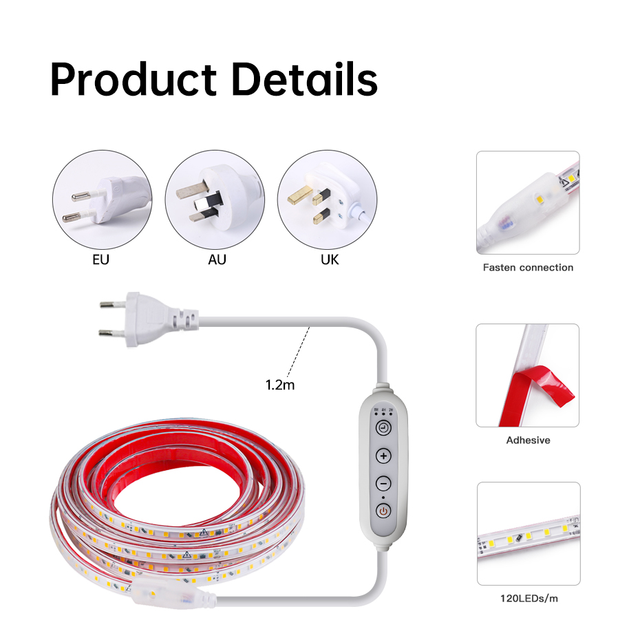 AC 220V 粘着式LEDストリップライト IP67 防水 - Outdoor Lighting Uk のレビューと価格