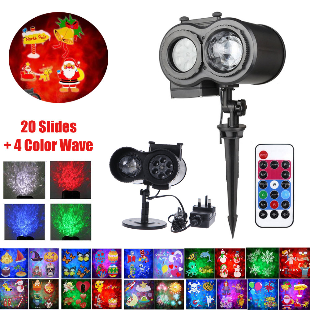 動くLEDクリスマスプロジェクターライト。20種類のカラフル - Outdoor Lighting Uk のレビューと価格