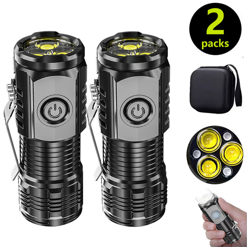 ペンクリップ付きミニ3LED懐中電灯、夜間歩行、ポータブル明 - Outdoor Lighting Black のレビューと価格
