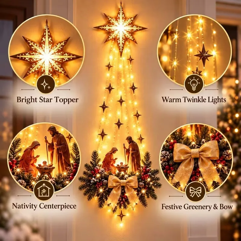 1～5個入り 光るクリスマスドアハンガー LEDライト付き  - Outdoor Lighting Effects のレビューと価格