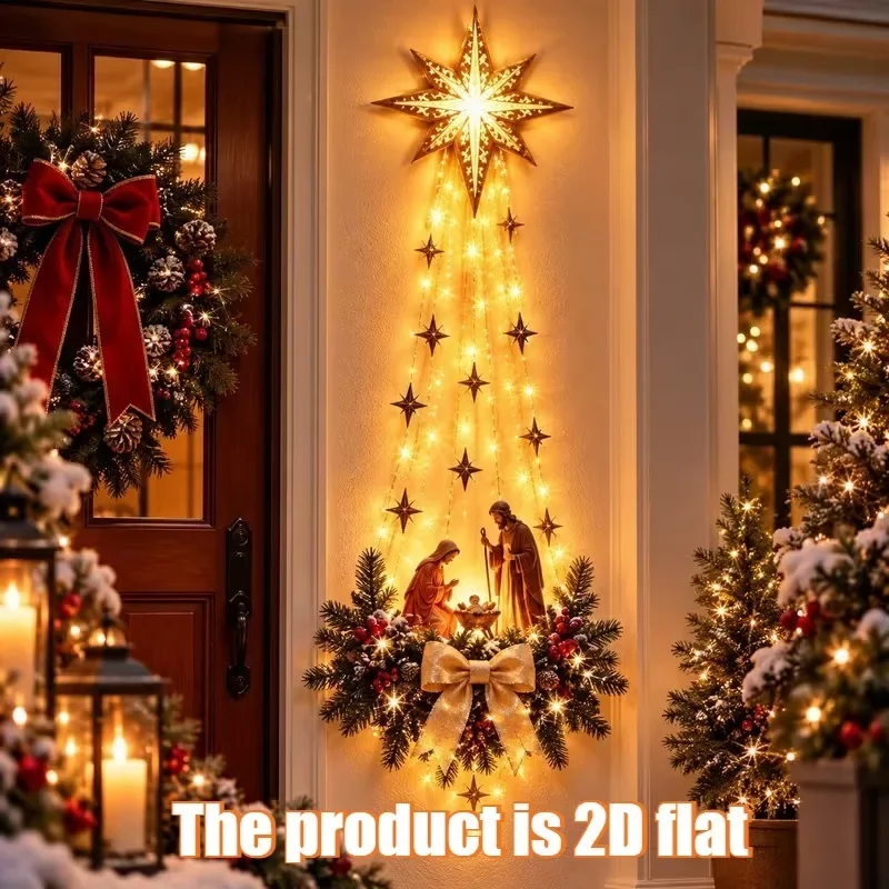 クリスマス用ドアハンガー1個。LEDライトで光る装飾品。玄関 - Outdoor Lighting Effects のレビューと価格