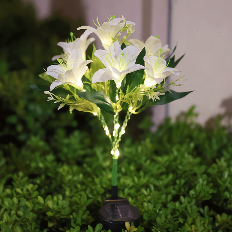 マルチブルームピンクリリーソーラーガーデンステークライト、光 - Outdoor Lighting Effects のレビューと価格
